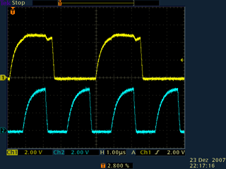Oszillogramm I2C mit 5kΩ bei 400 kBaud