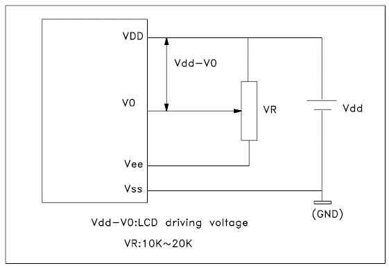 Spannungsversorgung des TG12864B Grafik-LCD-Displays