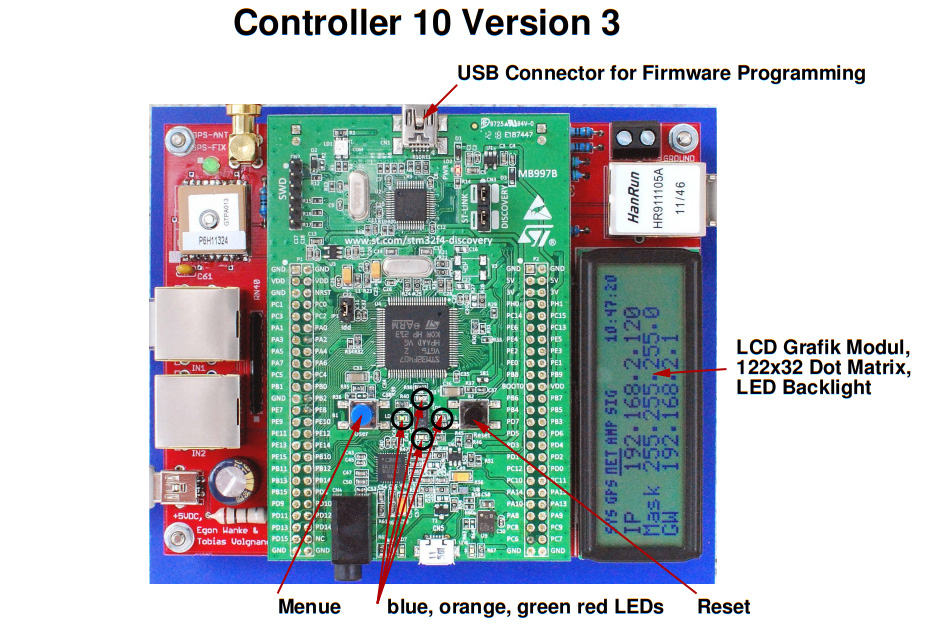 Das Controller-Board mit dem STM32 Discovery
